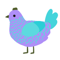 Lou, a lilac and aqua chicken with a lace pattern