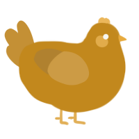 A ochre and gold chicken
