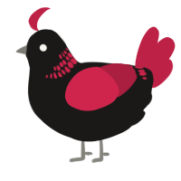 A sable and crimson chicken with a neck-band pattern