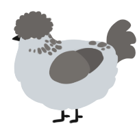 A mist and grey chicken with a neck-speckle pattern