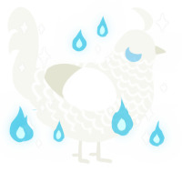 A white chicken with a lace pattern