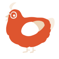 A vermilion and cream chicken
