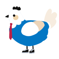 A sapphire and cream chicken with a head pattern