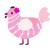 Pea, a pink and rose chicken with a bar pattern