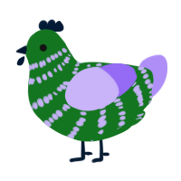A leaf and lilac chicken with a bar pattern