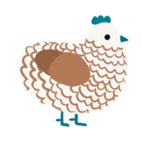 A white and brown chicken with a lace pattern