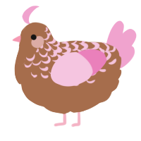 A brown and pink chicken with a half-lace pattern