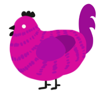 A fuchsia and plum chicken with a bar pattern