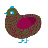 Adopted, a olive and maroon chicken with a lace pattern