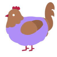 A lilac and brown chicken with a head pattern