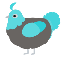 A grey and aqua chicken with a head pattern
