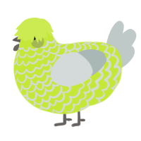 A lime and silver chicken with a lace pattern