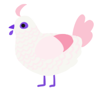 A white and rose chicken with a lace pattern