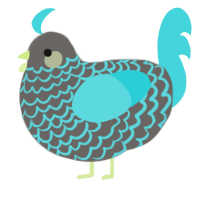 A grey and aqua chicken with a lace pattern