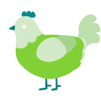 A grass and gluppy chicken with a head pattern