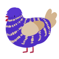 Mossy Birch, a indigo and beige chicken with a bar pattern