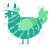 A turquoise and spring chicken with a bar pattern