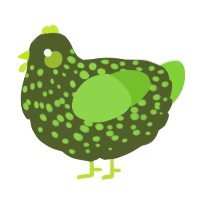 A olive and grass chicken with a speckle pattern