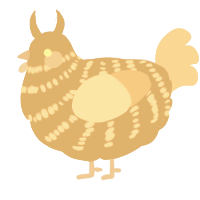 A gold and honey chicken with a bar pattern