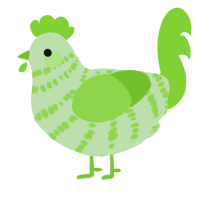 A gluppy and grass chicken with a bar pattern