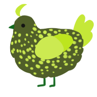 A olive and lime chicken with a speckle pattern