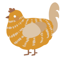 A orange and beige chicken with a bar pattern