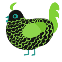 A black and grass chicken with a lace pattern
