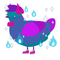 A sea and amethyst chicken with a lace pattern