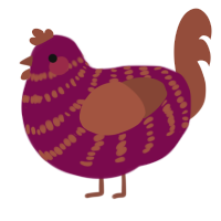 A wine and russet chicken with a bar pattern