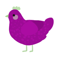 A plum chicken with a speckle pattern