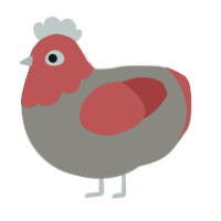 Thinking, a ash and red chicken with a head pattern