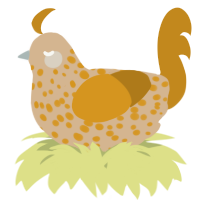 A beige and ochre chicken with a speckle pattern