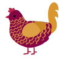 A maroon and orange chicken with a lace pattern