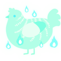 A aqua chicken with a half-bar pattern