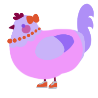 A lavender and lilac chicken with a head pattern