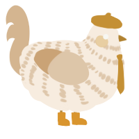 A cream and beige chicken with a bar pattern