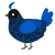 Prussian Blue, a black and ultramarine chicken with a double-lace pattern