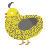 Camellia, a yellow and grey chicken with a double-lace pattern