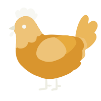 A orange and honey chicken with a head pattern