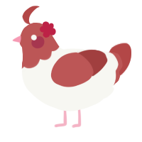 A white and red chicken with a head pattern