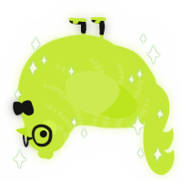 A lime chicken with a half-bar pattern