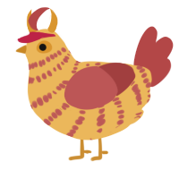 A honey and red chicken with a bar pattern