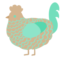 A beige and mint chicken with a lace pattern
