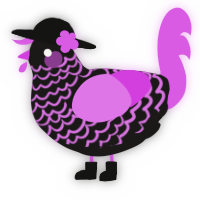 A sable and orchid chicken with a lace pattern