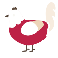 A crimson and cream chicken with a head pattern