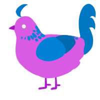A orchid and sapphire chicken with a neck-speckle pattern