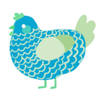 A cerulean and gluppy chicken with a lace pattern
