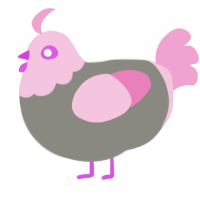 A ash and pink chicken with a head pattern