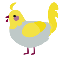 A silver and yellow chicken with a head pattern