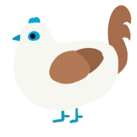 A white and brown chicken